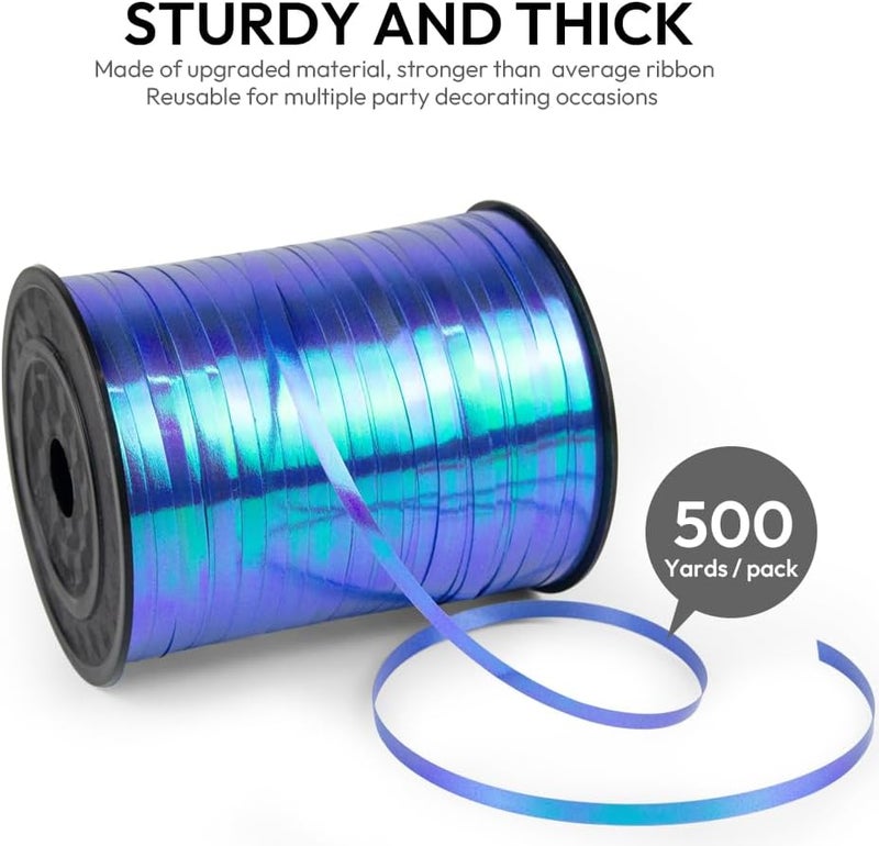 HimBen 500 Yards Curling Ribbon for Gift Wrapping, 3/16" Balloon String for Christmas Valentine Birthday Wedding Party Festival Decoration, Crafts, Flower Bouquet(Iridescent Dark Blue) - Image 2